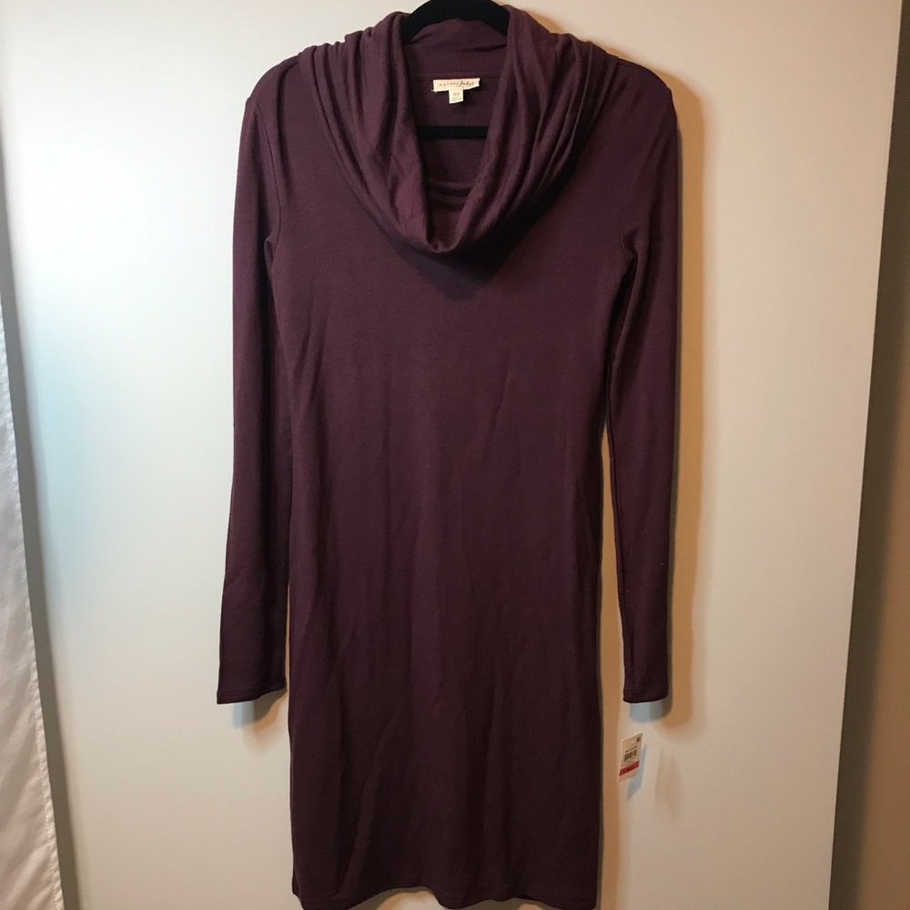NWT Maison Jules burgundy bodycon cowlneck Dress